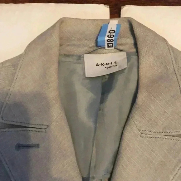 Akris Punto classic stylish blue grey trendy long sleeve 3 faux pocket blazer 12 - Picture 4 of 6